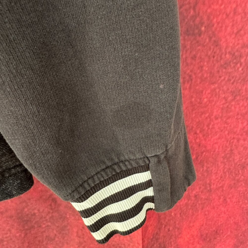 ADIDAS MEN'S GRAY & DARK GRAY HOODIE THREE -STRIPES ON THE CUFFS, L (LARGE) - Picture 6 of 13